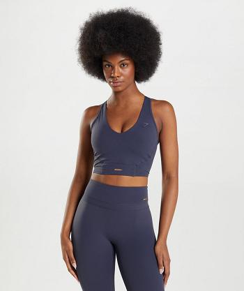 Gymshark Whitney Crop Ženske Majica Bez Rukava Indigo Tamnoplave | HR 3211DFM